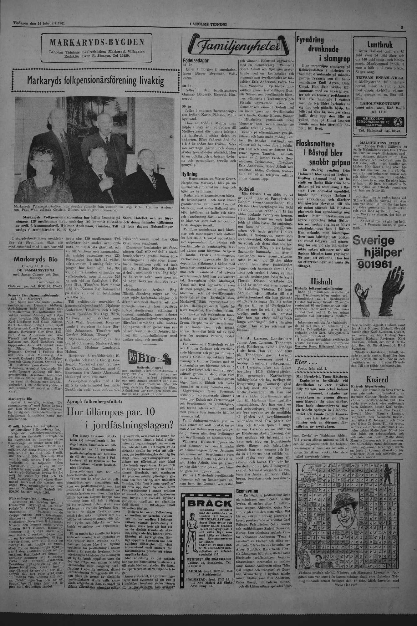 Laholms Tidning Tisdag 14 februari 1961, sida 3