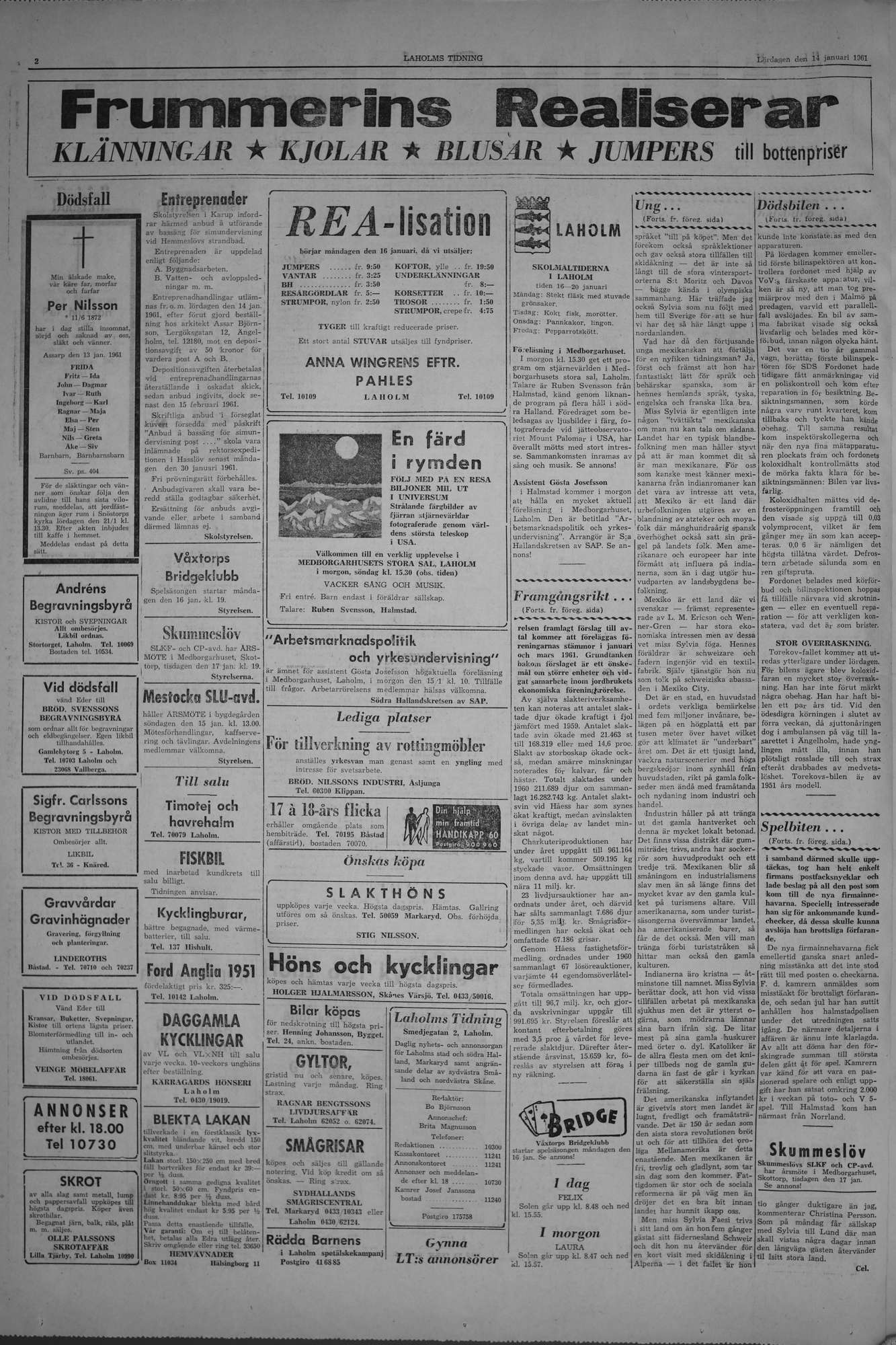 Laholms Tidning Lördag 14 januari 1961, sida 2