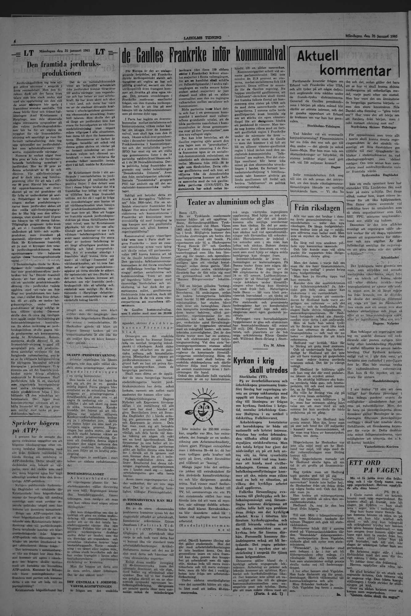 Laholms Tidning Måndag 25 januari 1965, sida 4