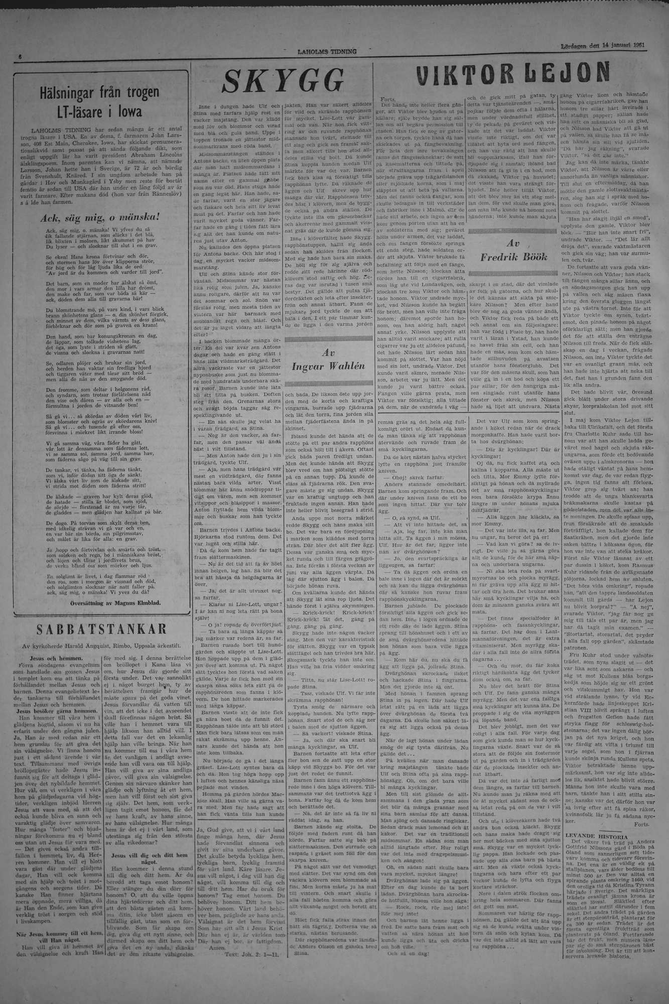 Laholms Tidning Lördag 14 januari 1961, sida 6