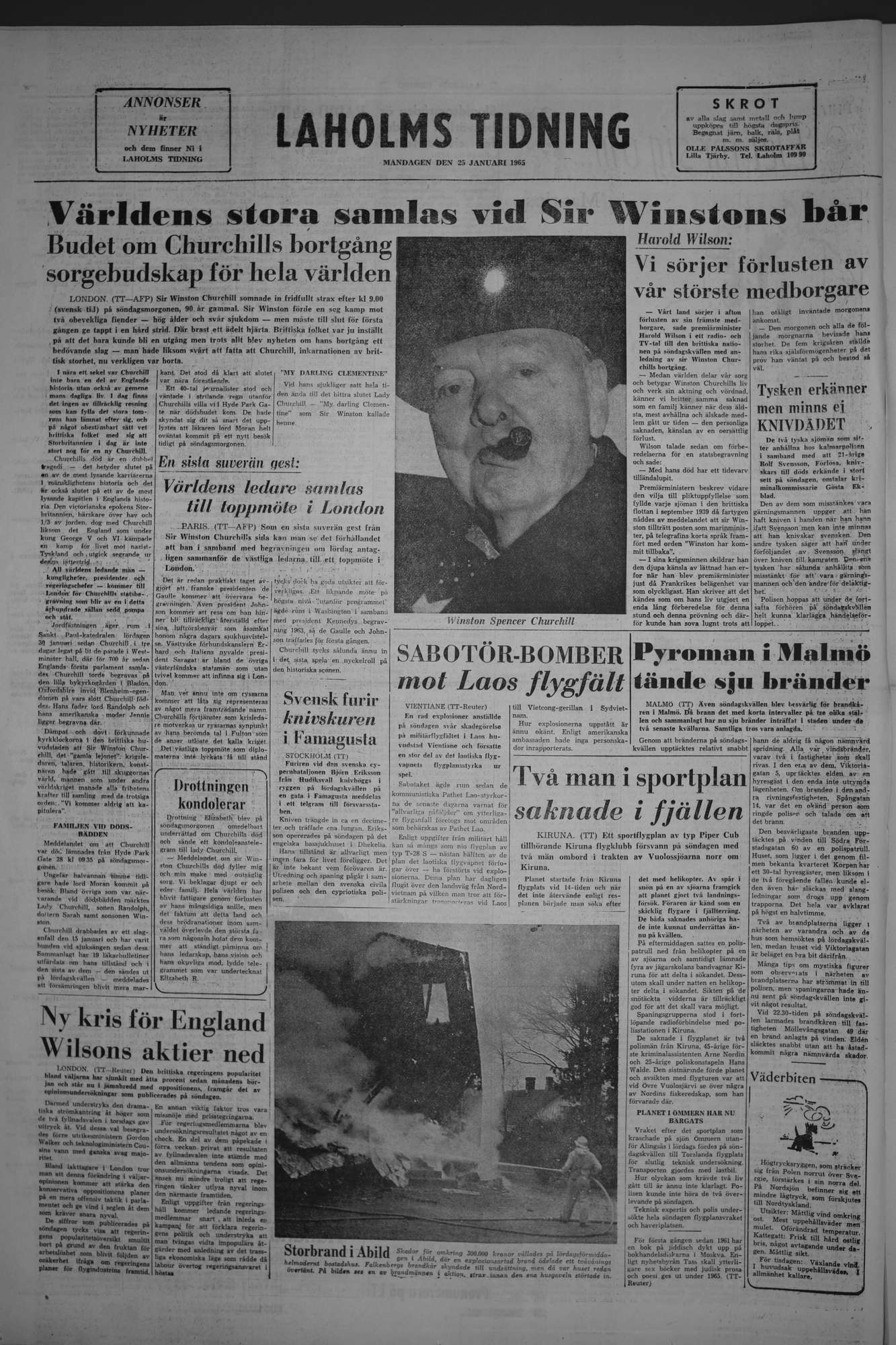 Laholms Tidning Måndag 25 januari 1965, sida 8