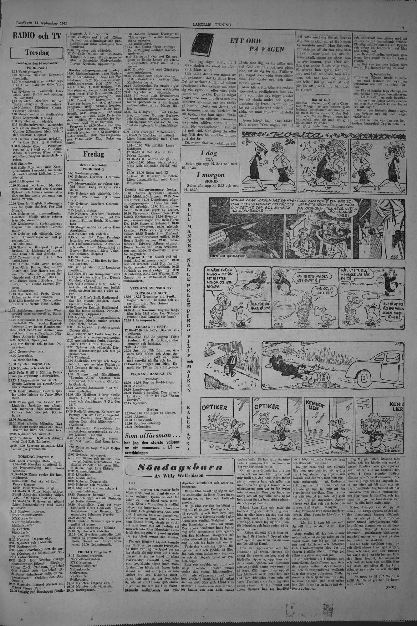 Laholms Tidning Torsdag 14 september 1961, sida 7