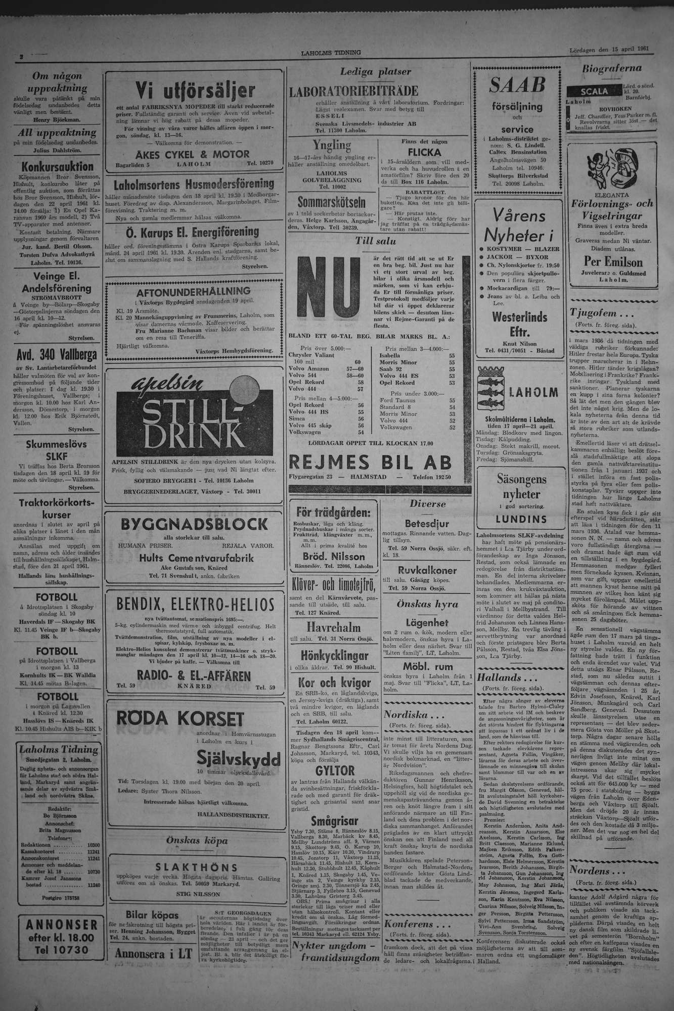 Laholms Tidning Lördag 15 april 1961, sida 2