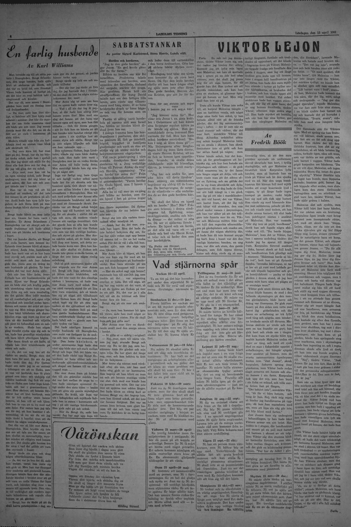 Laholms Tidning Lördag 15 april 1961, sida 6