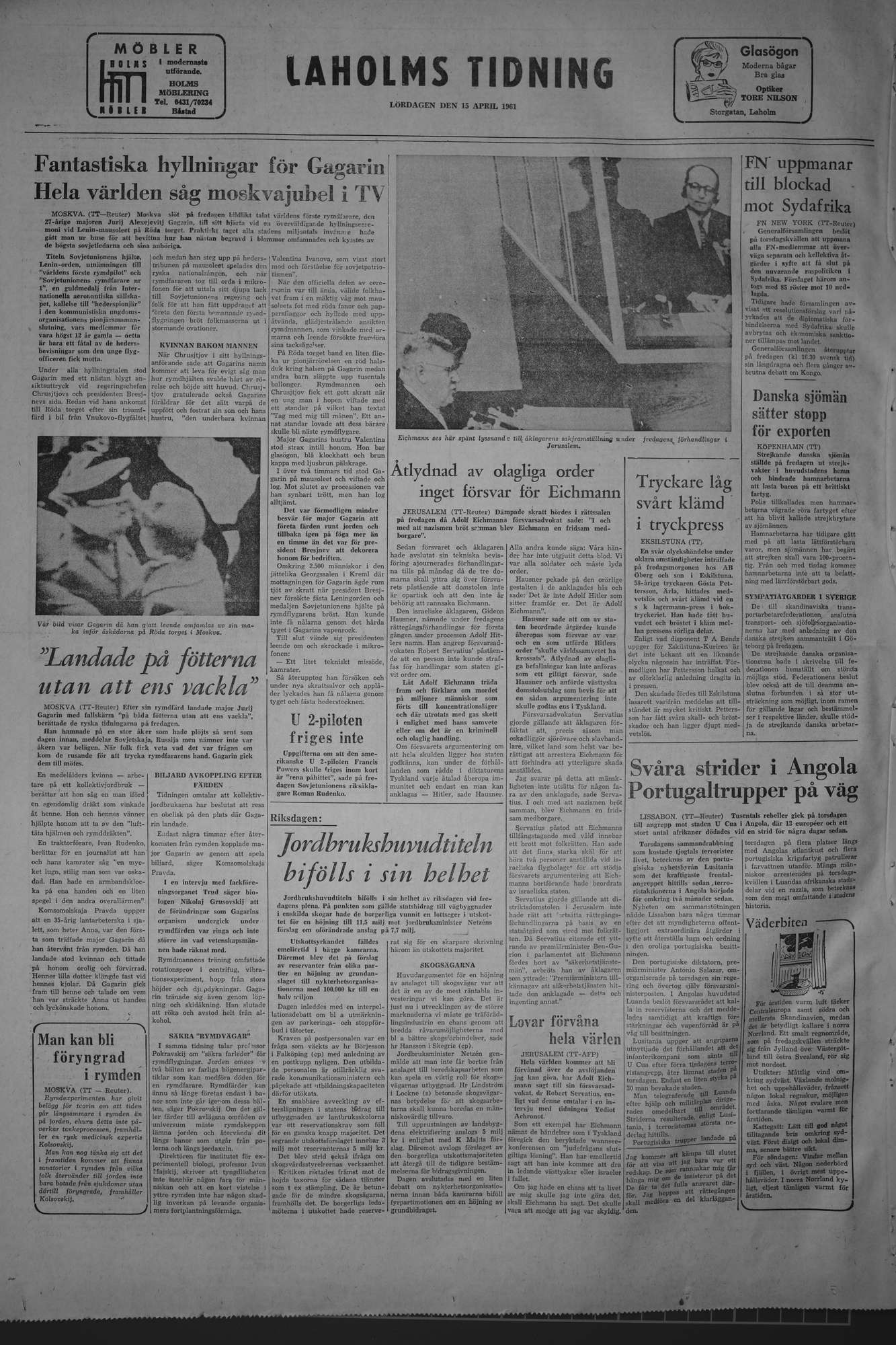 Laholms Tidning Lördag 15 april 1961, sida 8
