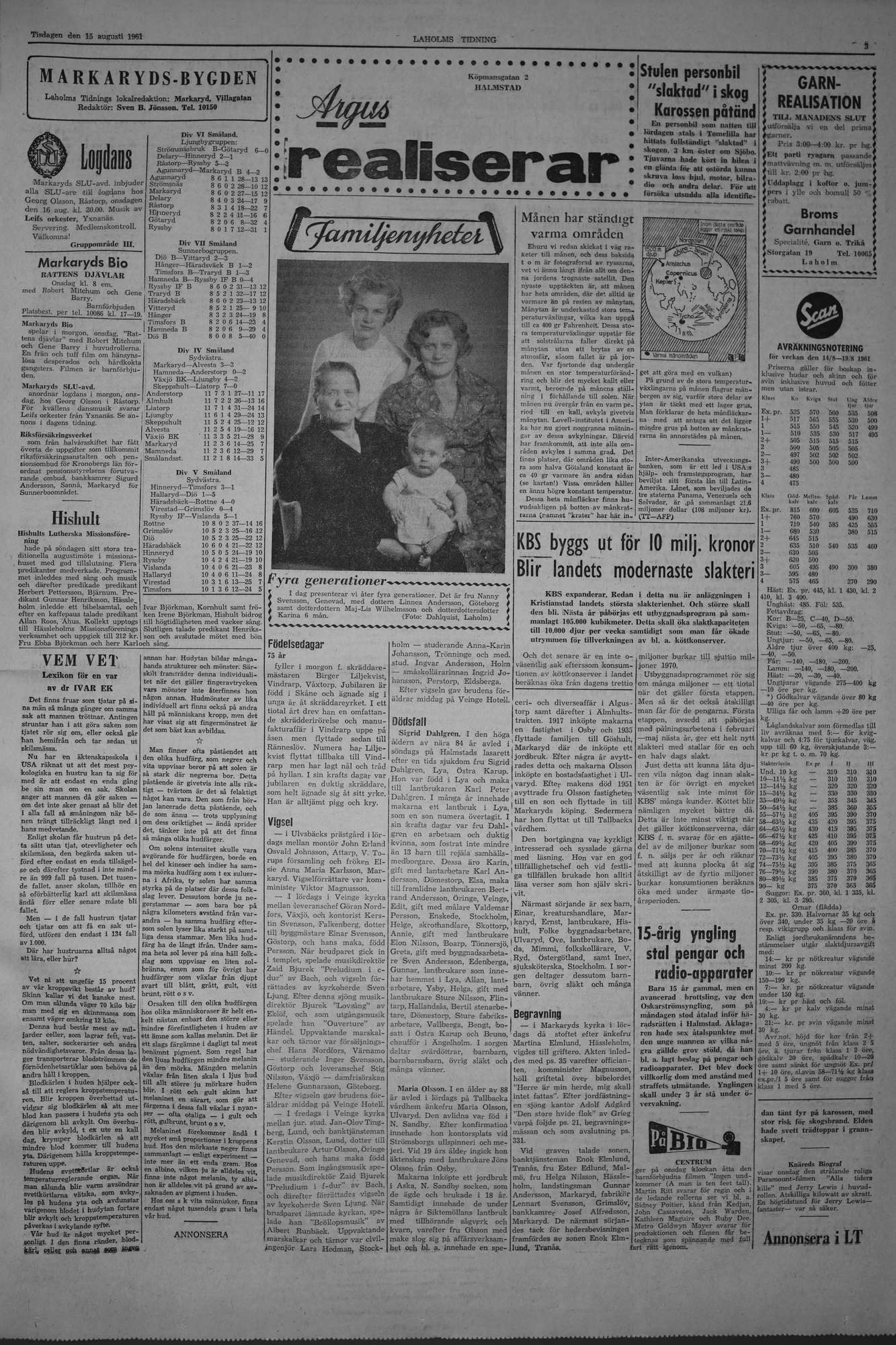 Laholms Tidning Tisdag 15 augusti 1961, sida 3