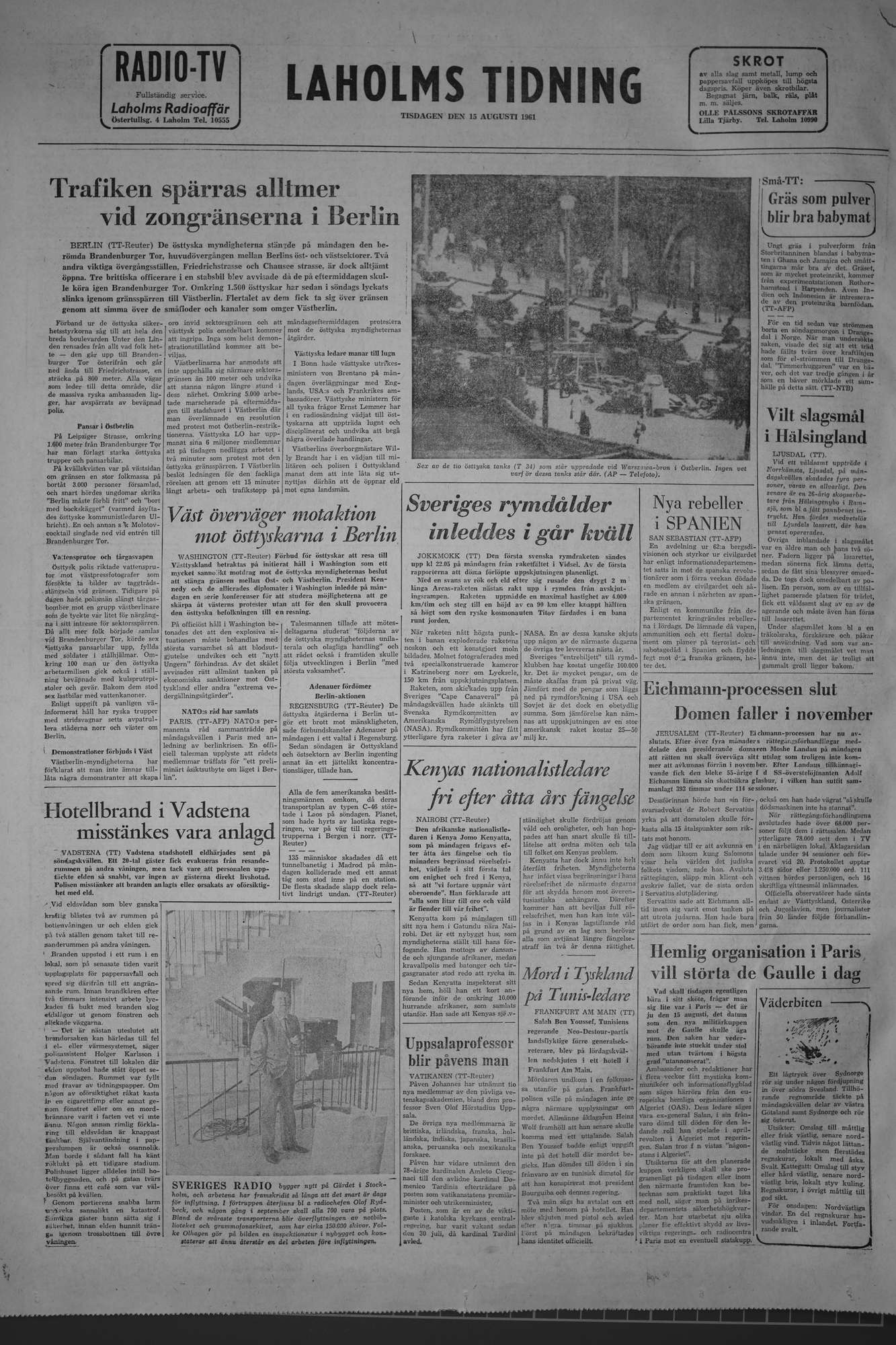 Laholms Tidning Tisdag 15 augusti 1961, sida 8