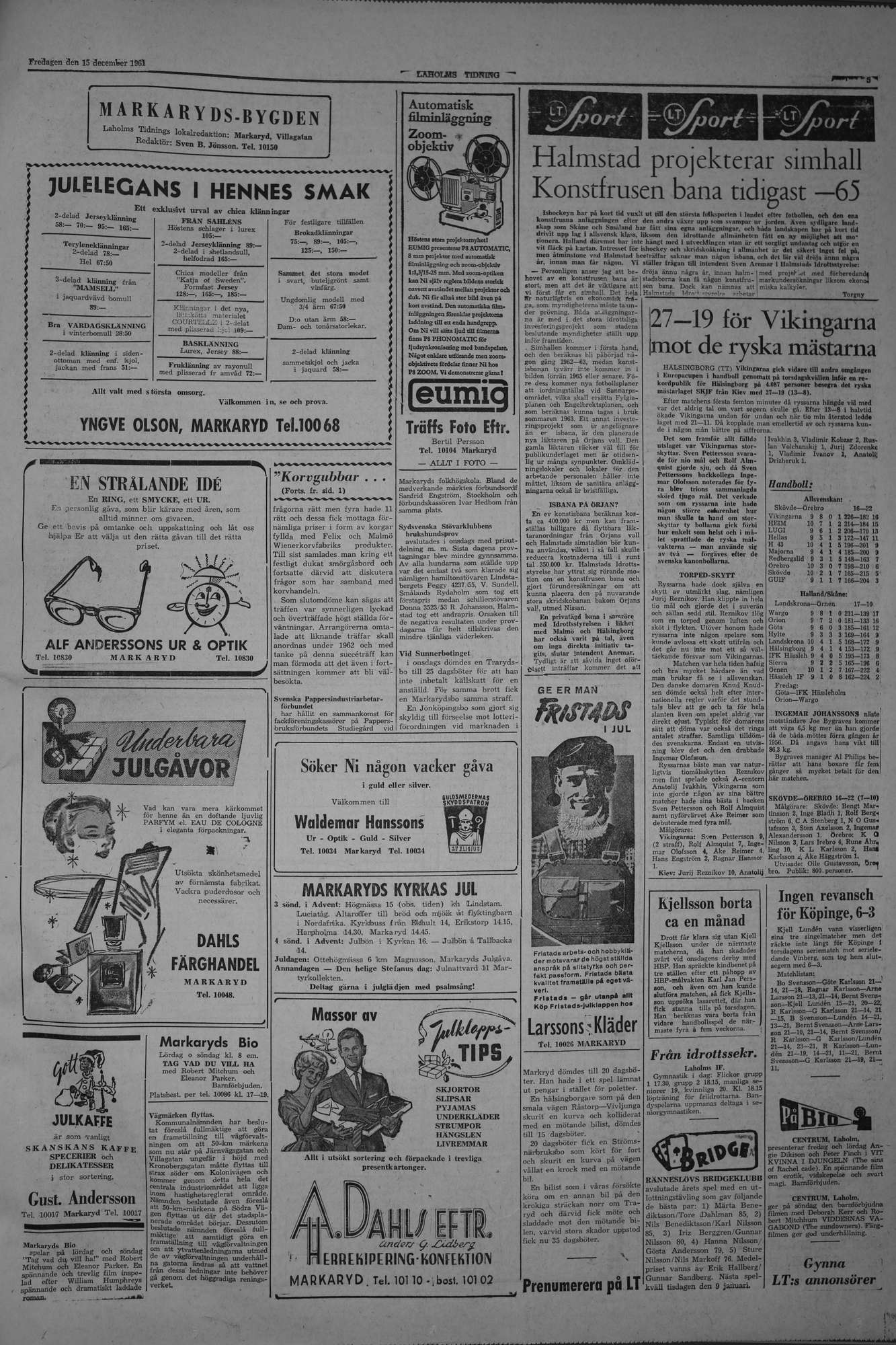 Laholms Tidning Fredag 15 december 1961, sida 5