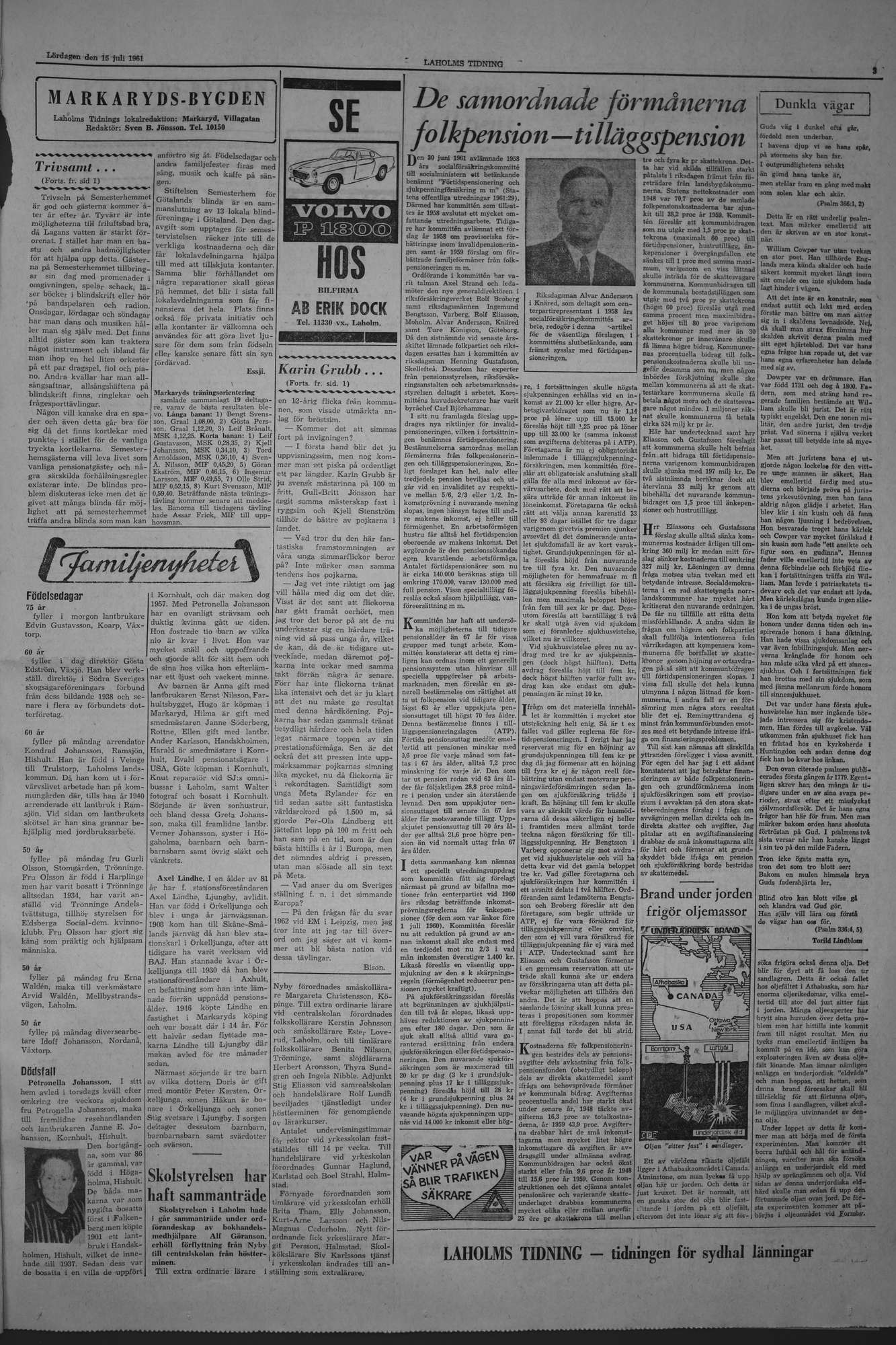Laholms Tidning Lördag 15 juli 1961, sida 3