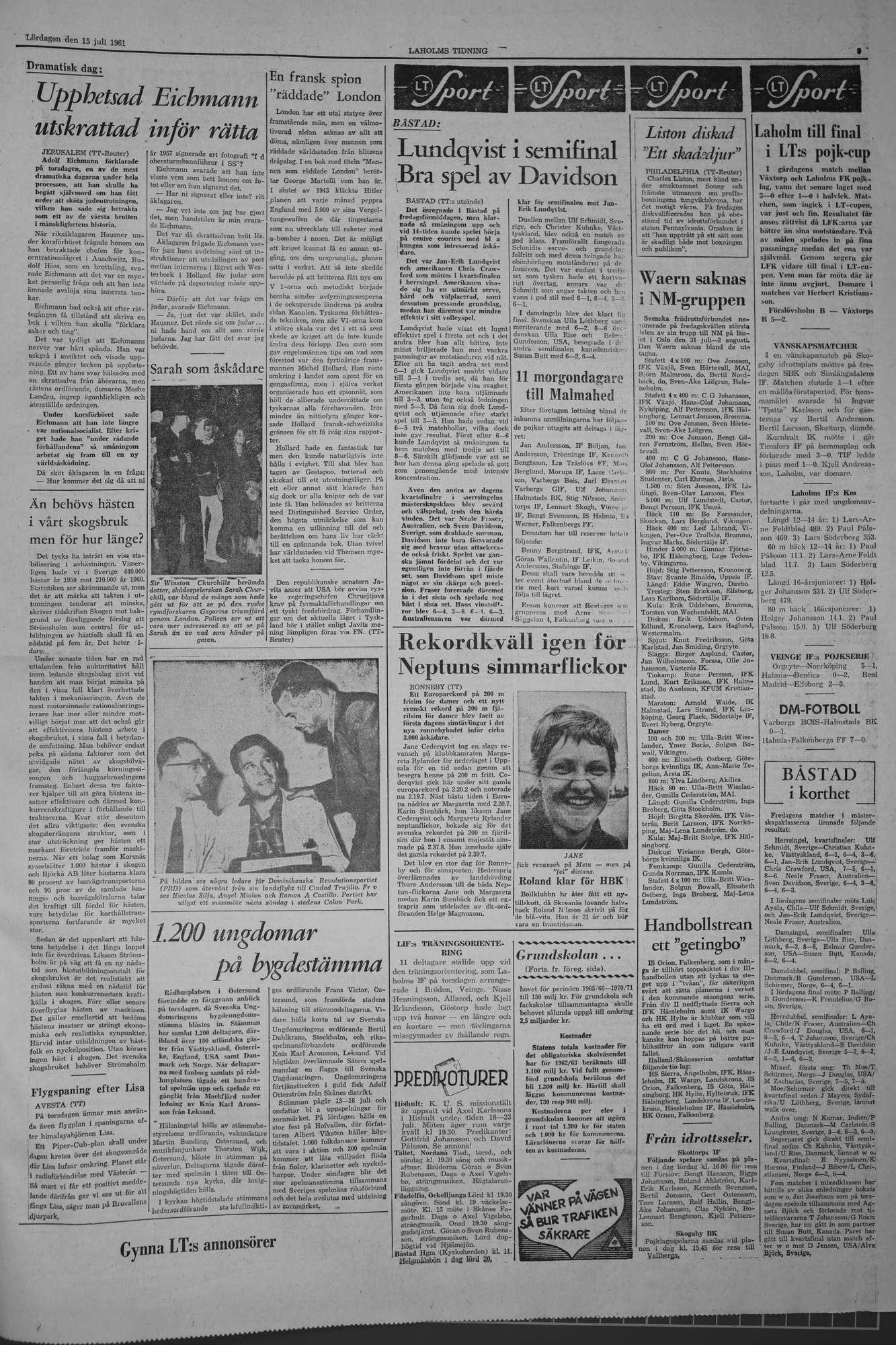Laholms Tidning Lördag 15 juli 1961, sida 5