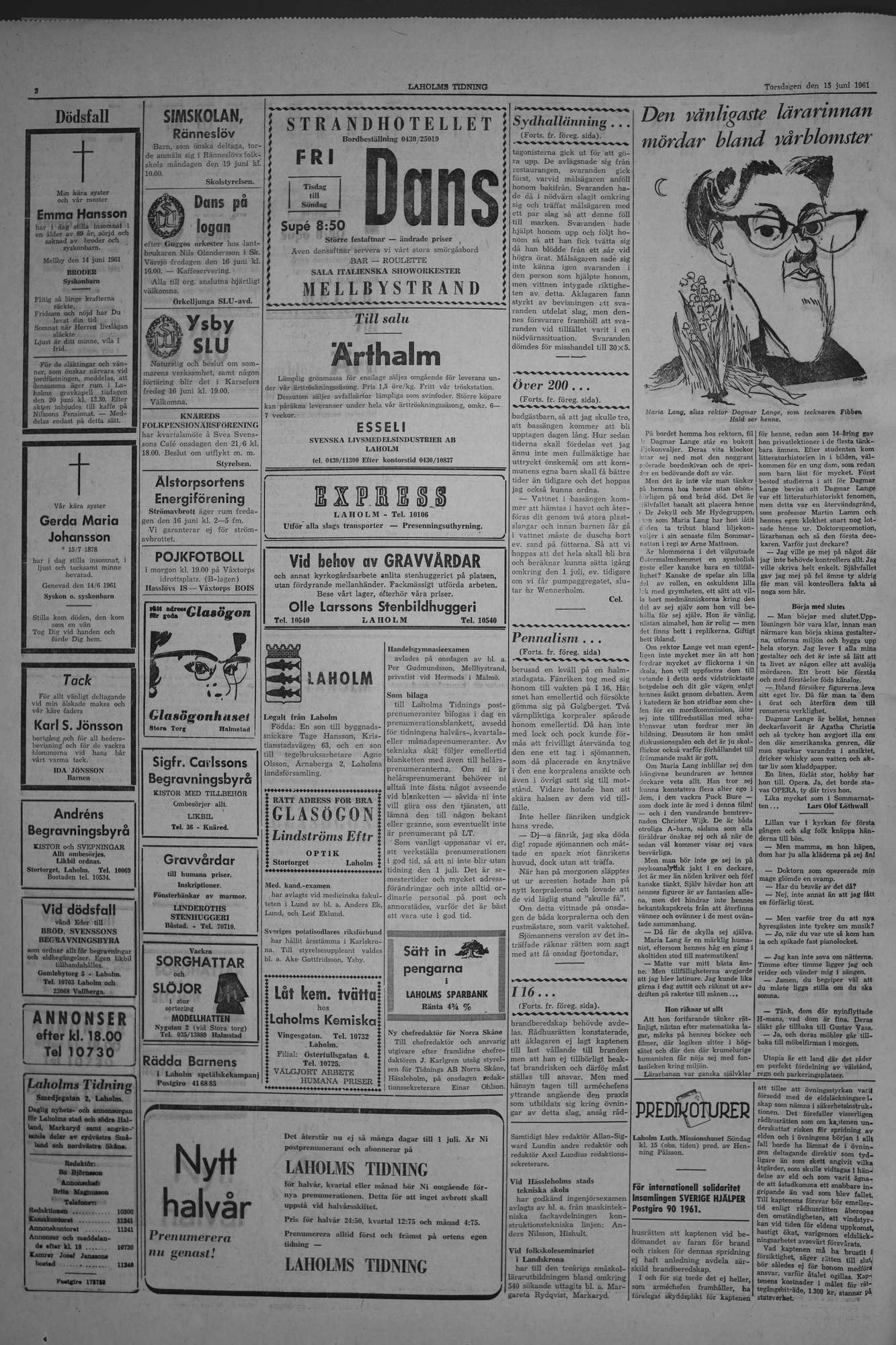 Laholms Tidning Torsdag 15 juni 1961, sida 2