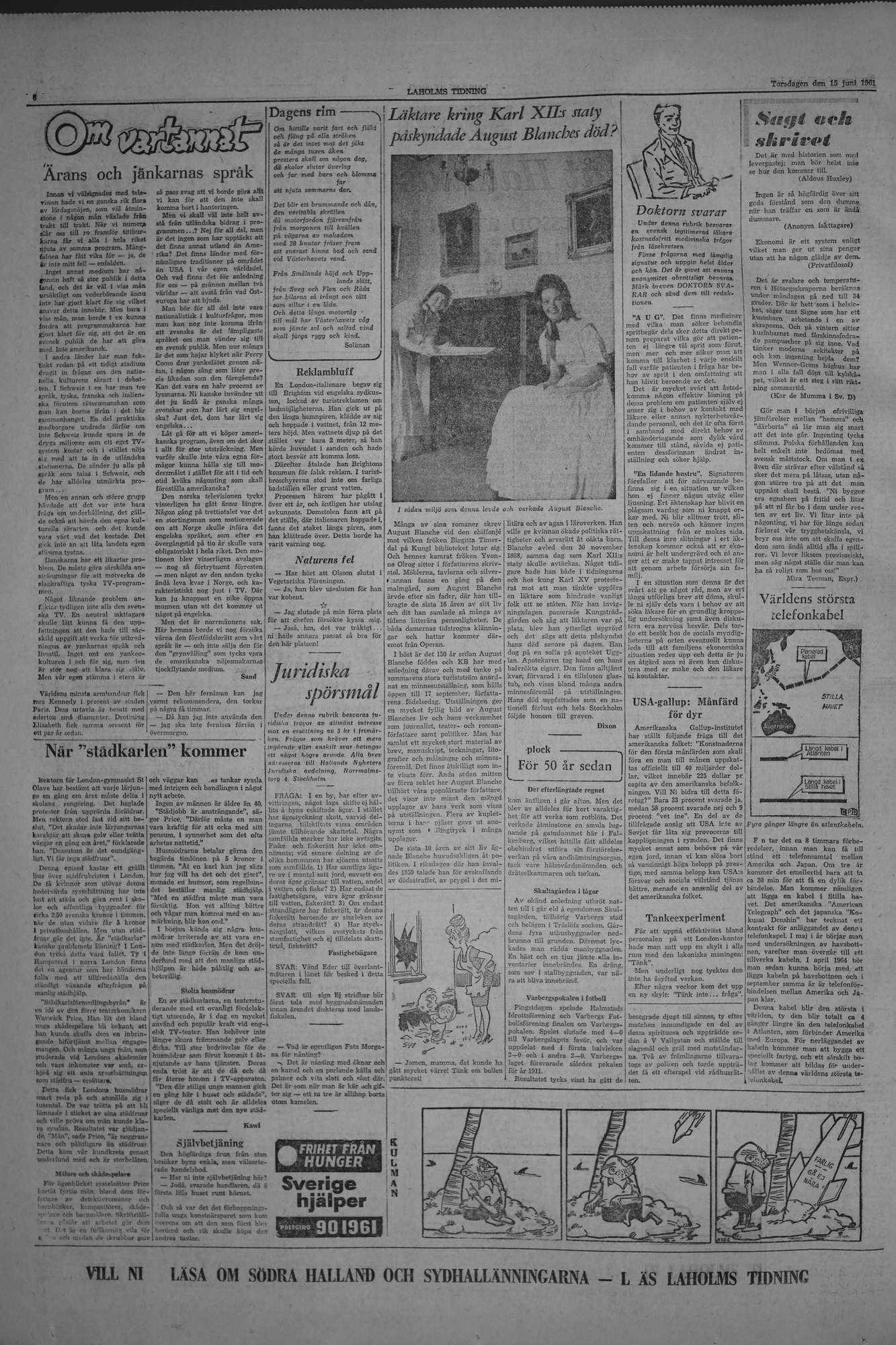 Laholms Tidning Torsdag 15 juni 1961, sida 6