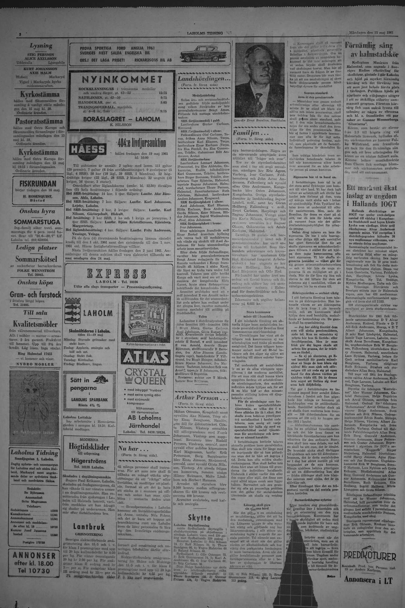 Laholms Tidning Måndag 15 maj 1961, sida 2