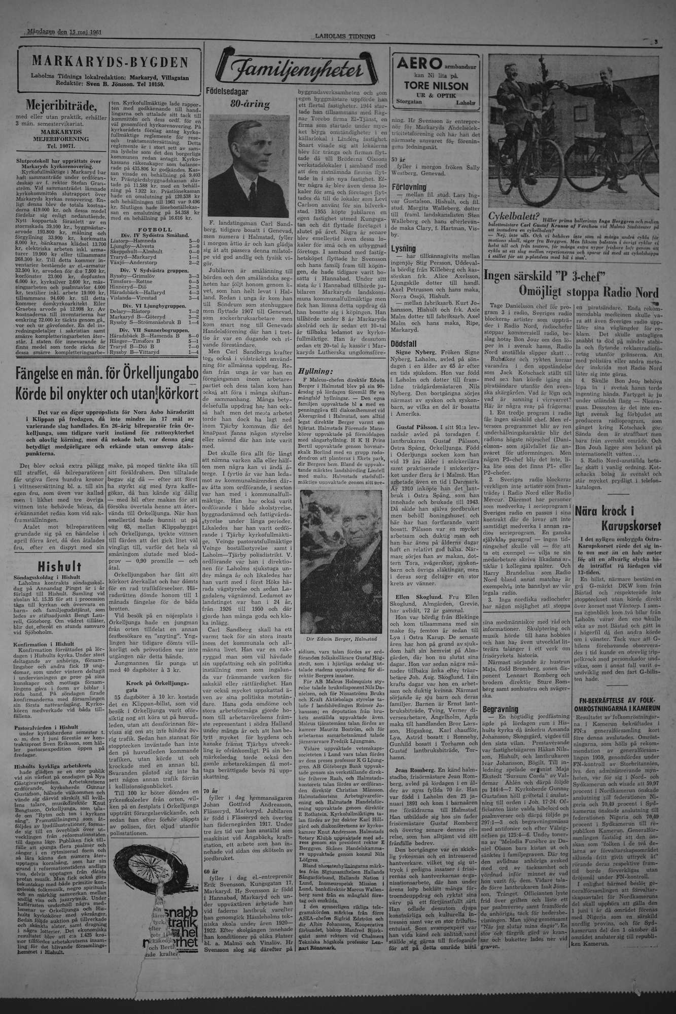 Laholms Tidning Måndag 15 maj 1961, sida 3