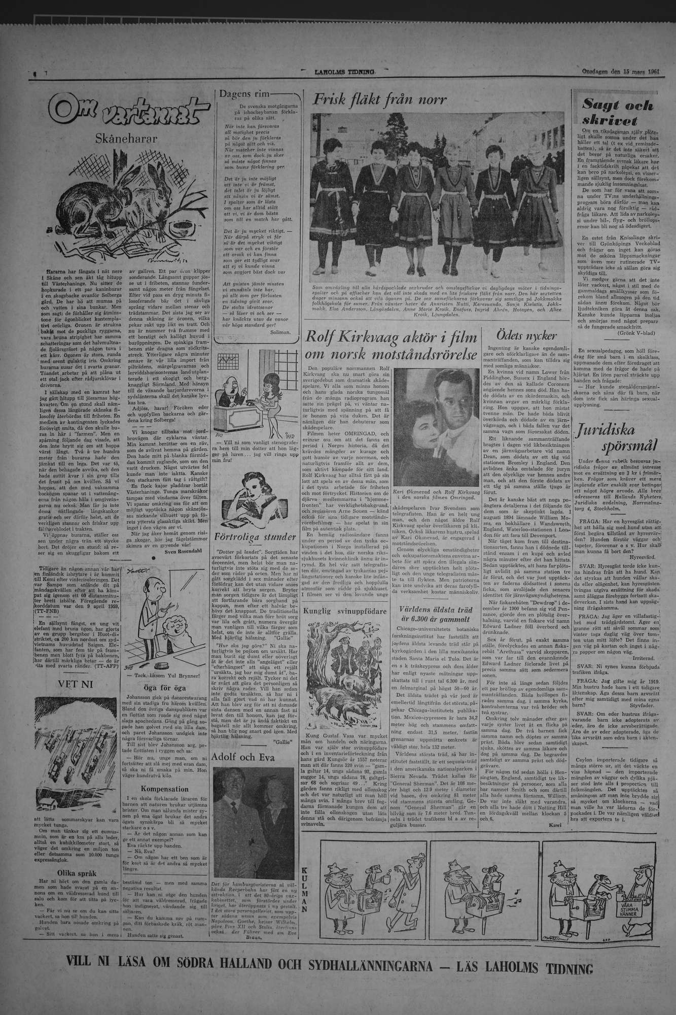 Laholms Tidning Onsdag 15 mars 1961, sida 6
