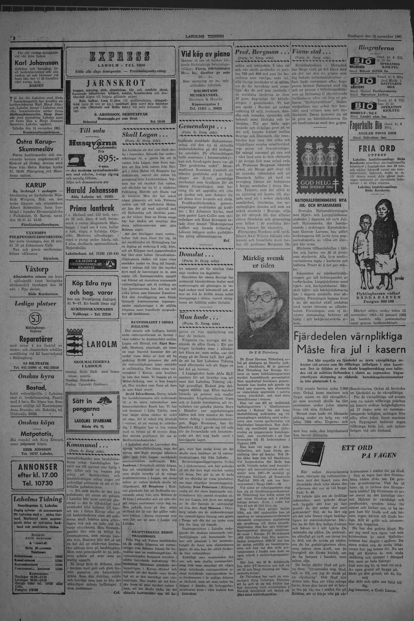 Laholms Tidning Onsdag 15 november 1961, sida 2