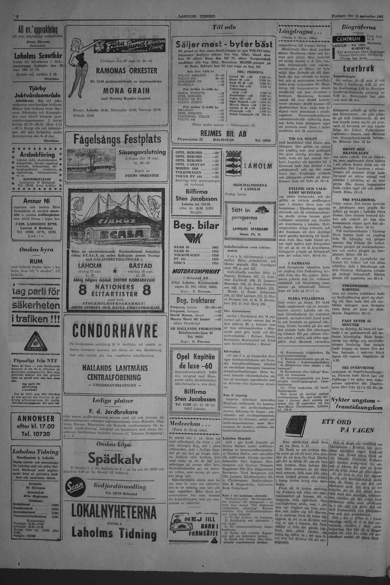 Laholms Tidning Fredag 15 september 1961, sida 2