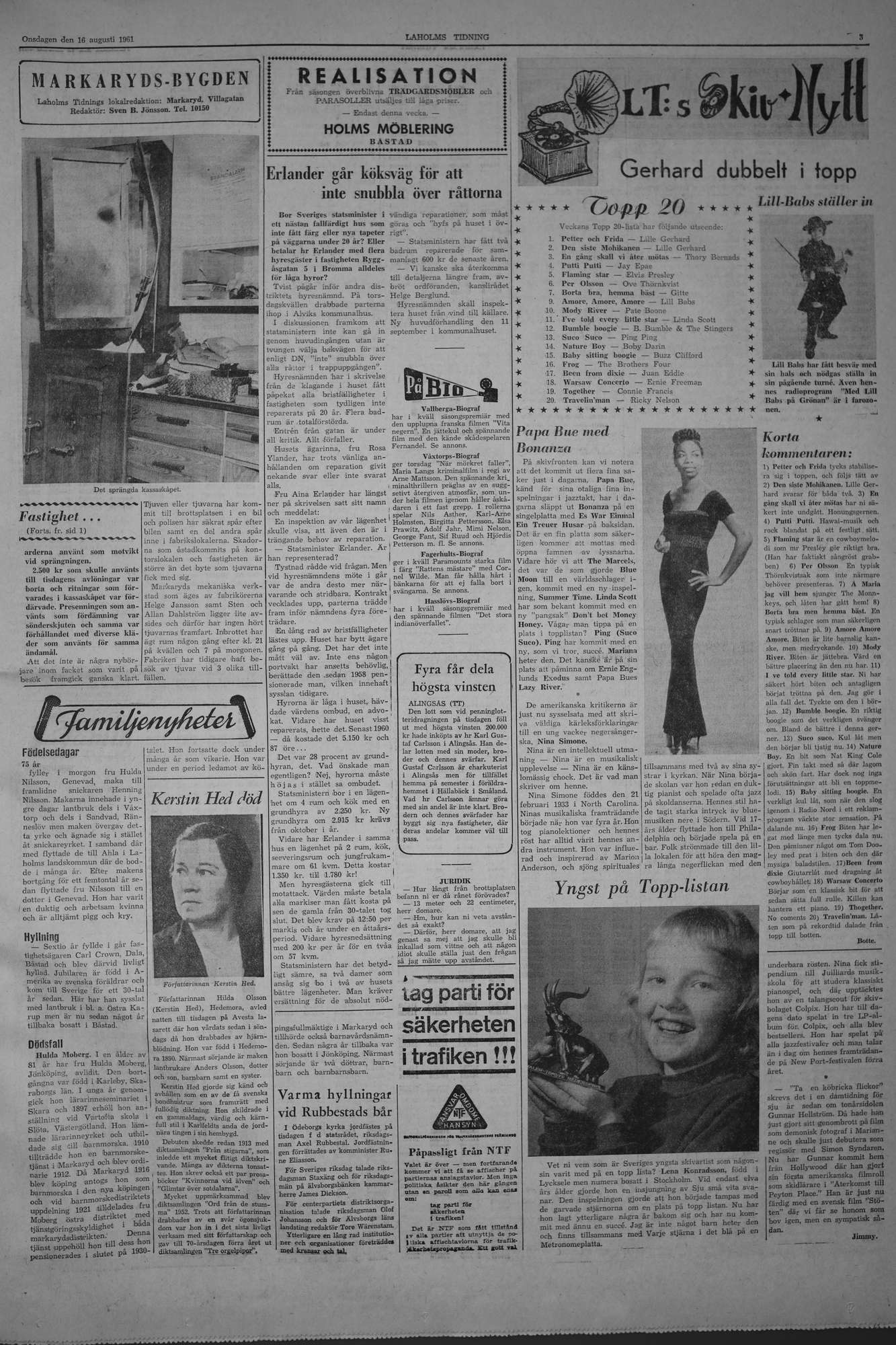 Laholms Tidning Onsdag 16 augusti 1961, sida 3