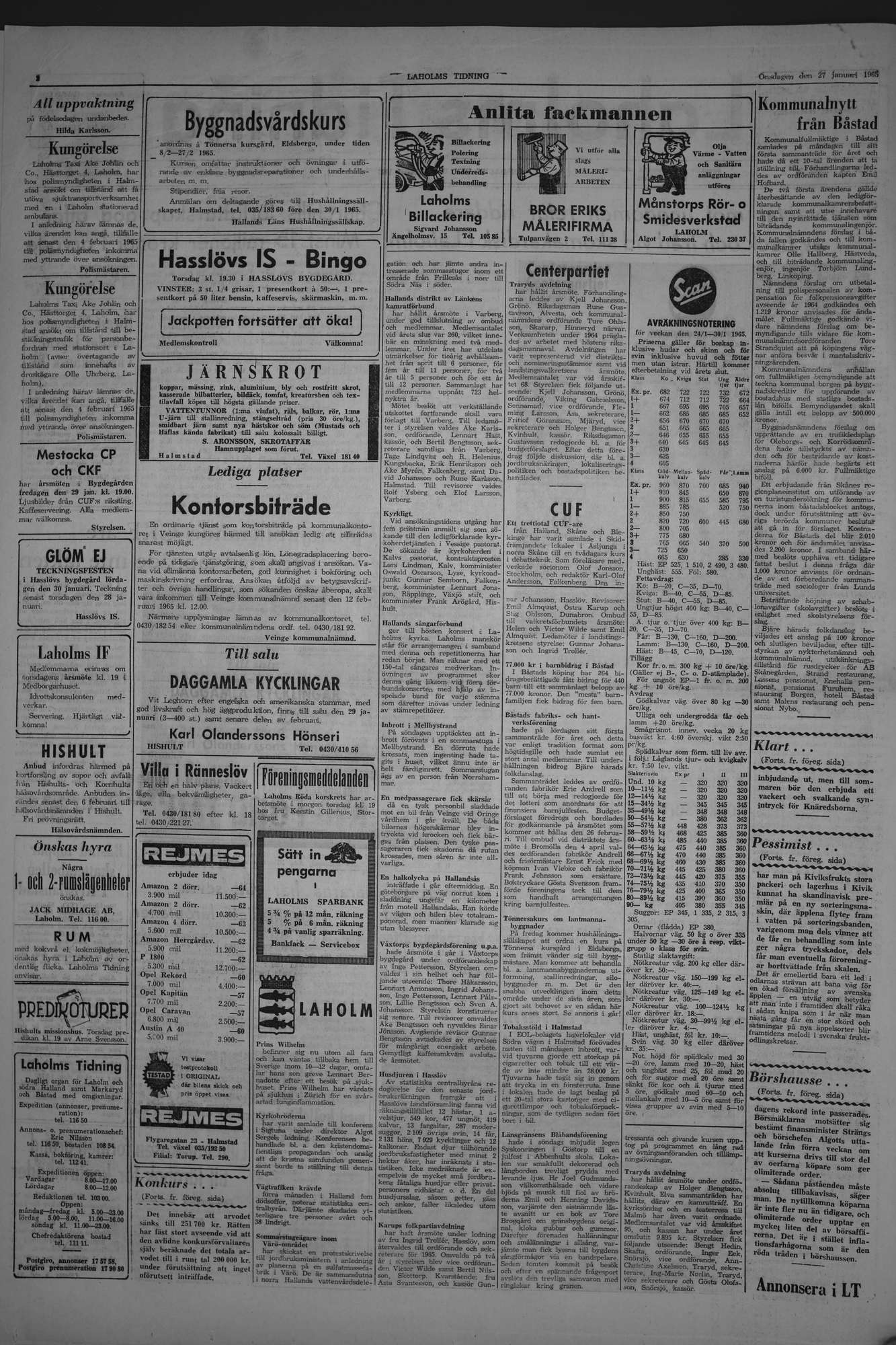 Laholms Tidning Onsdag 27 januari 1965, sida 2