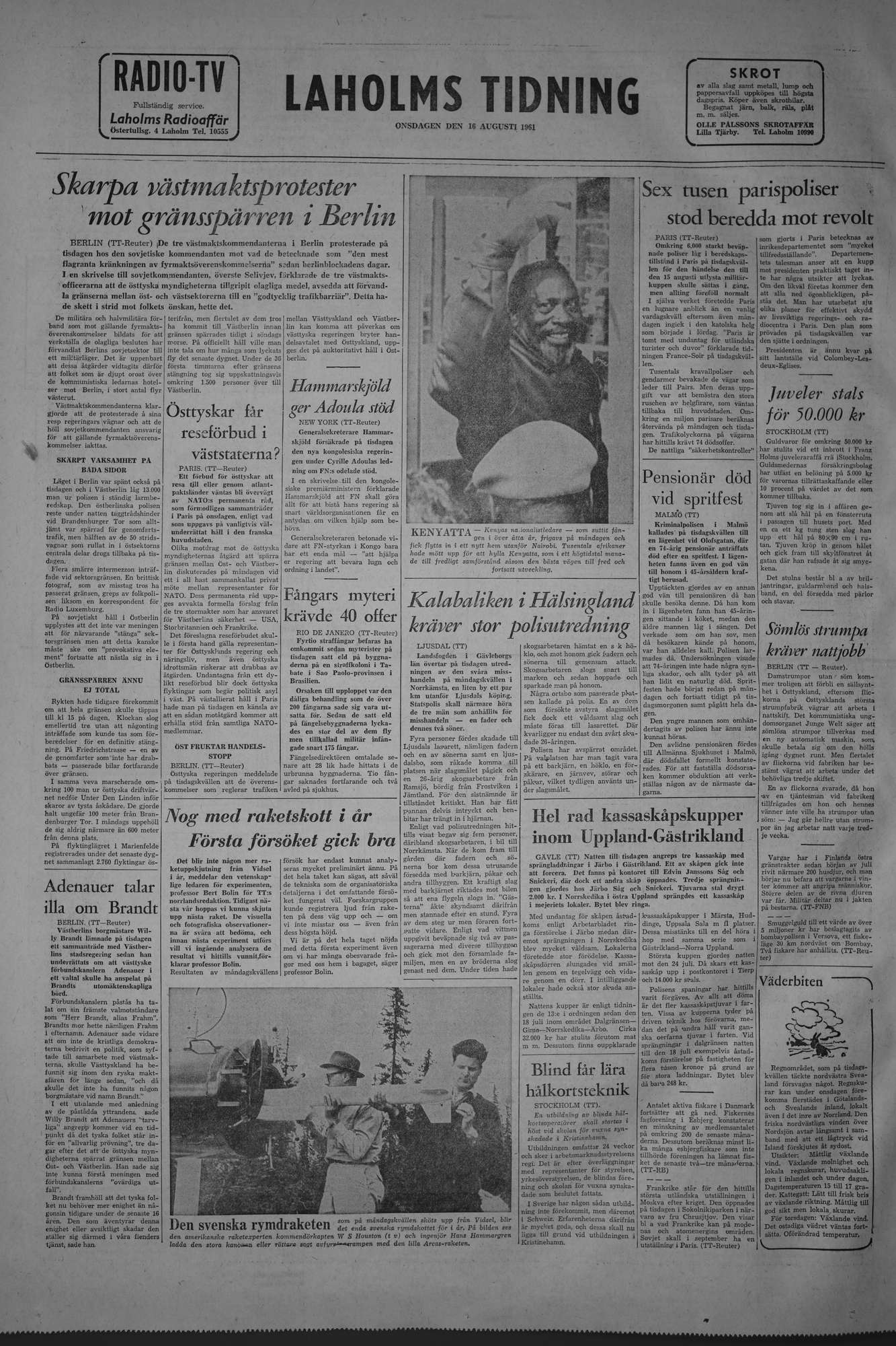 Laholms Tidning Onsdag 16 augusti 1961, sida 8