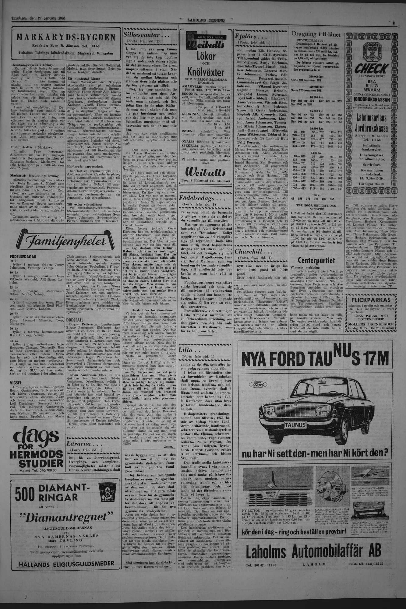 Laholms Tidning Onsdag 27 januari 1965, sida 3