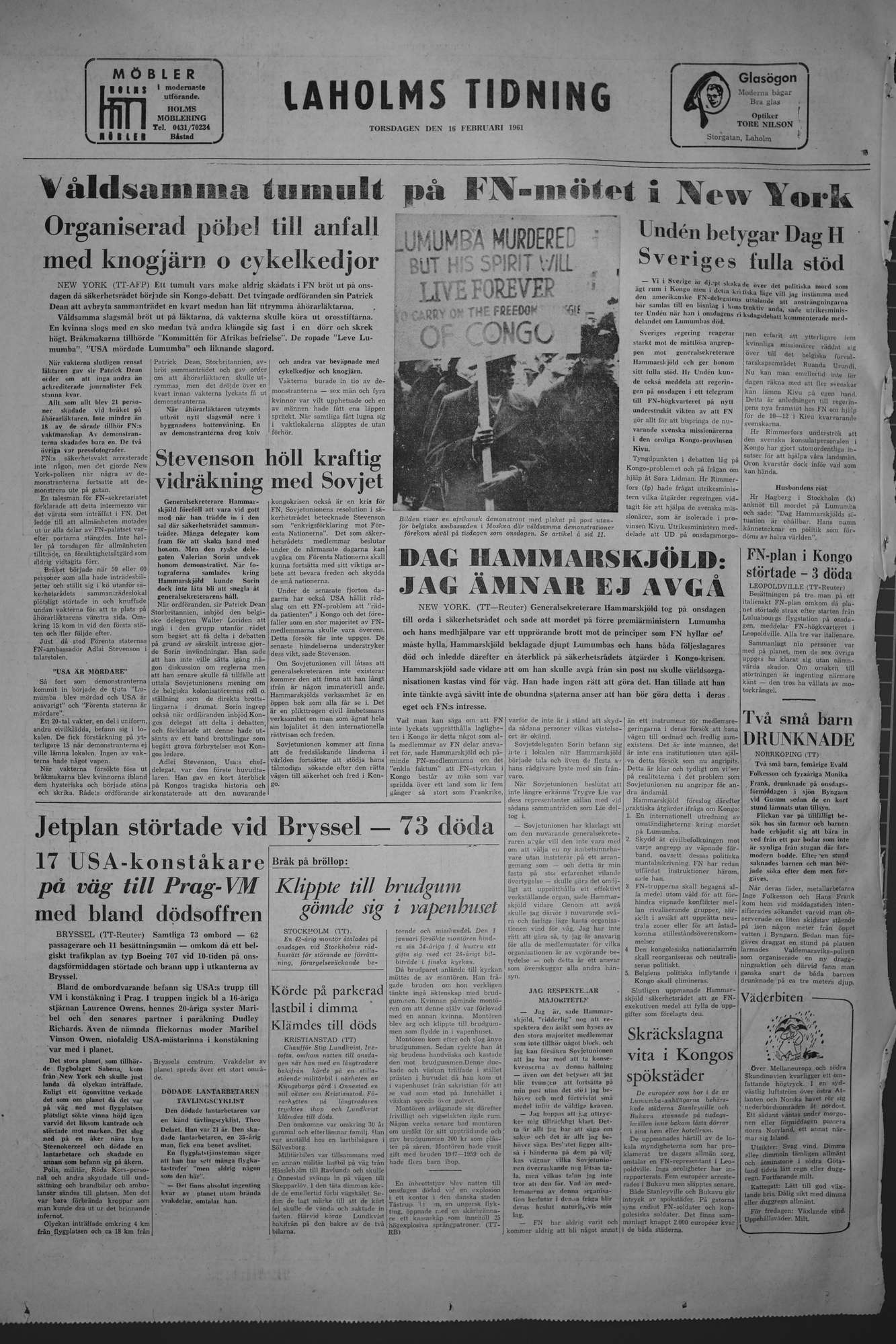 Laholms Tidning Torsdag 16 februari 1961, sida 8
