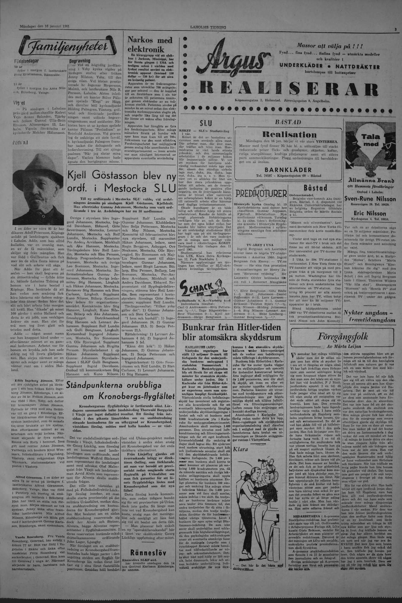 Laholms Tidning Måndag 16 januari 1961, sida 3