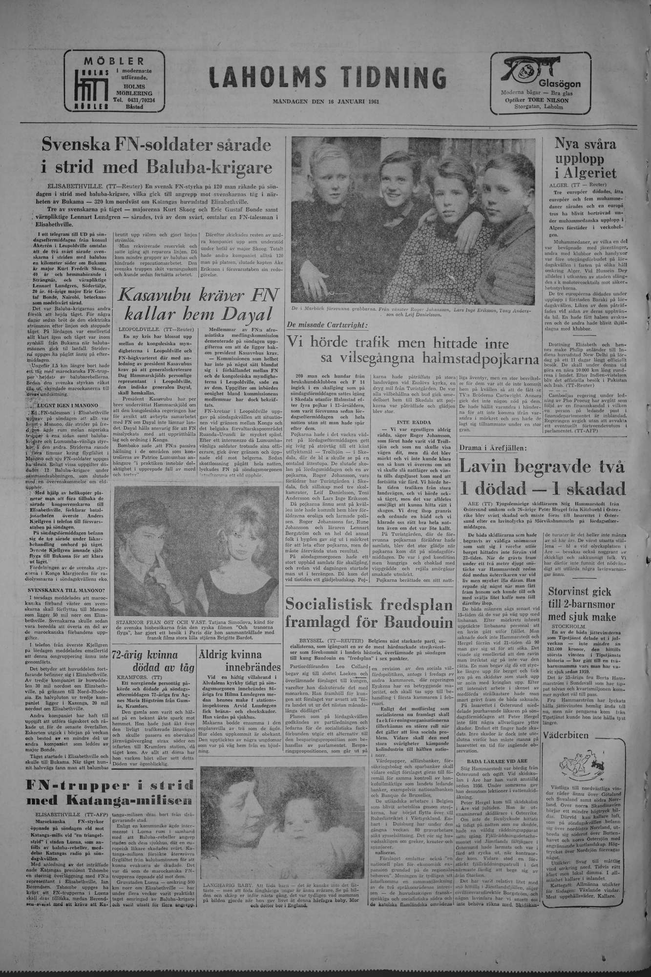 Laholms Tidning Måndag 16 januari 1961, sida 8