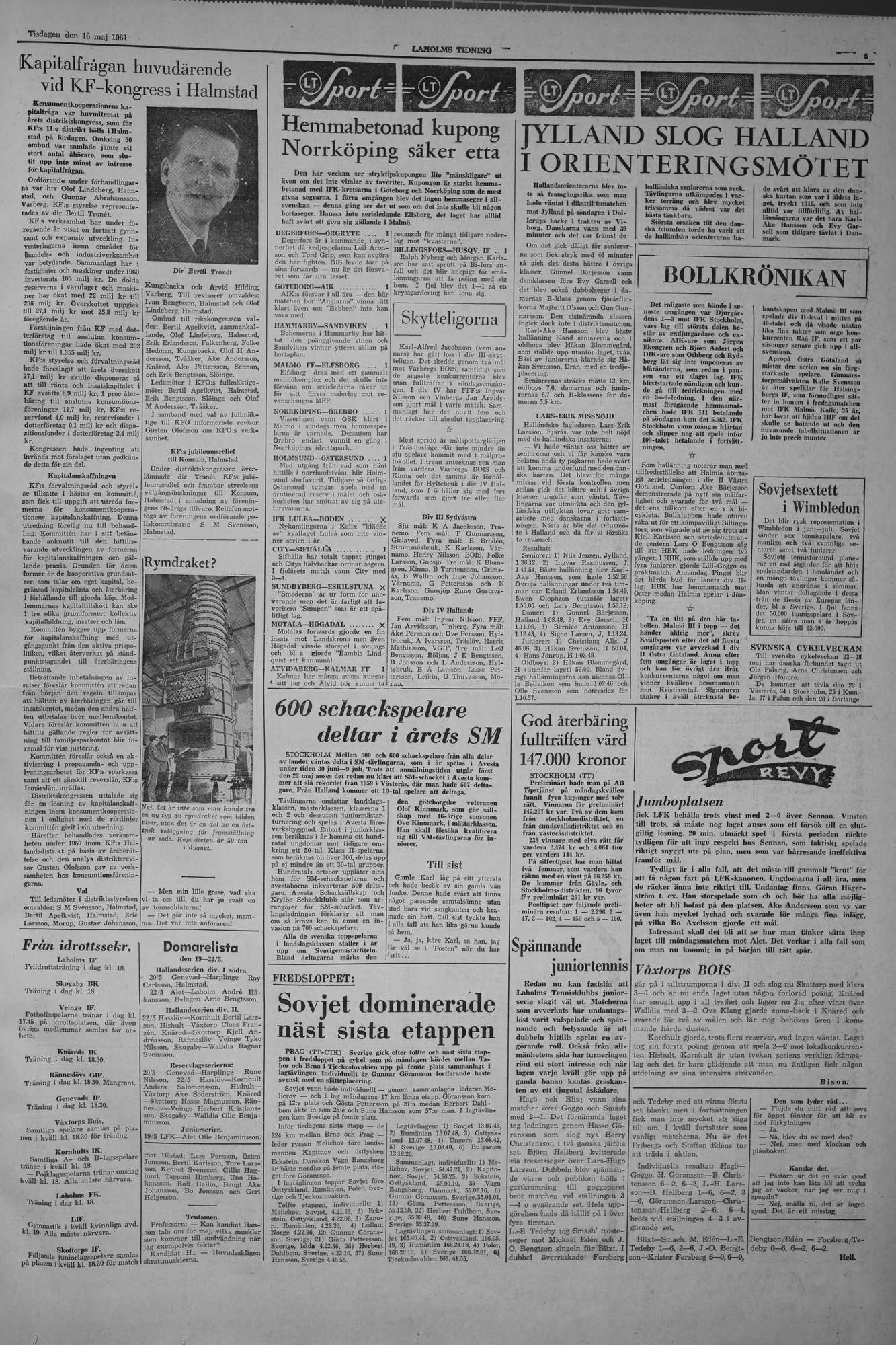Laholms Tidning Tisdag 16 maj 1961, sida 5