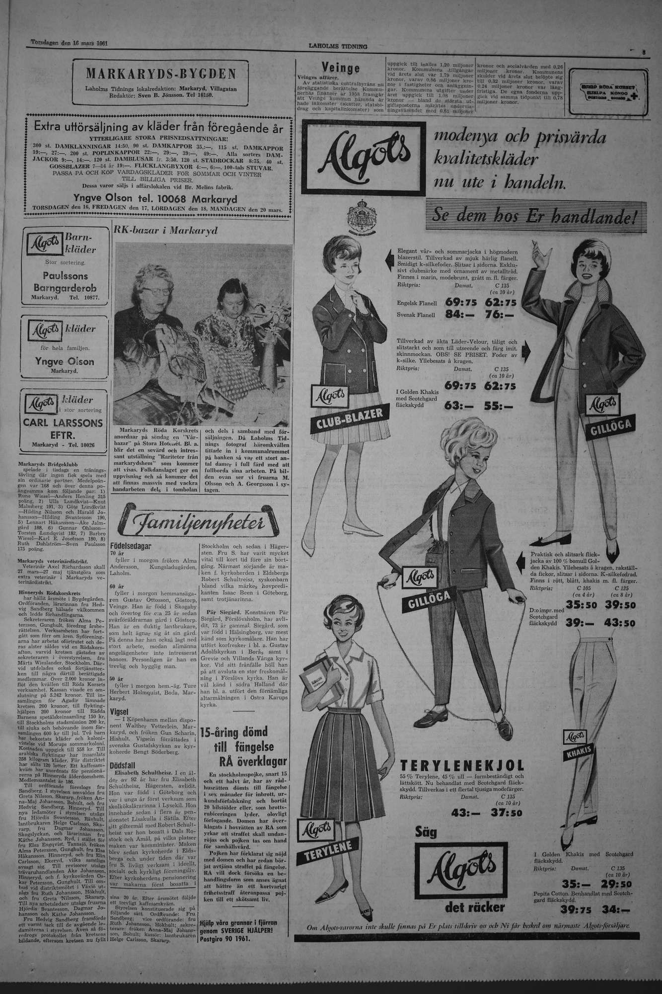 Laholms Tidning Torsdag 16 mars 1961, sida 3