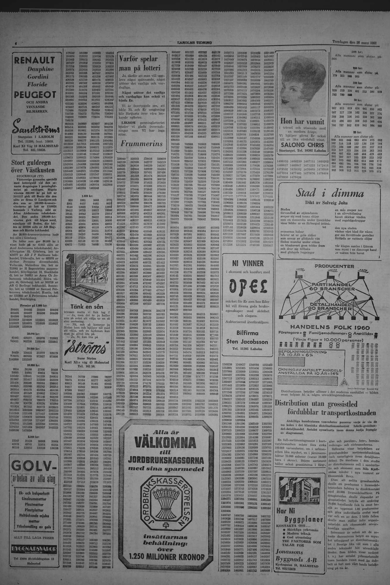 Laholms Tidning Torsdag 16 mars 1961, sida 6