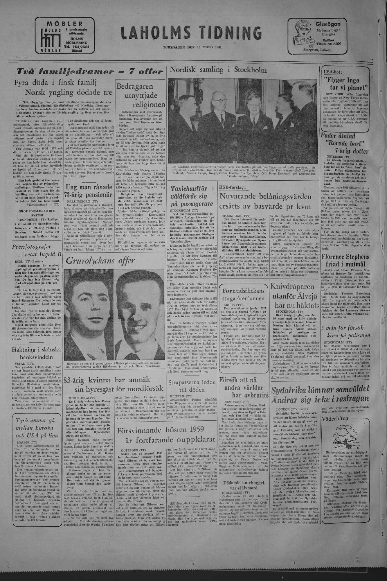 Laholms Tidning Torsdag 16 mars 1961, sida 8