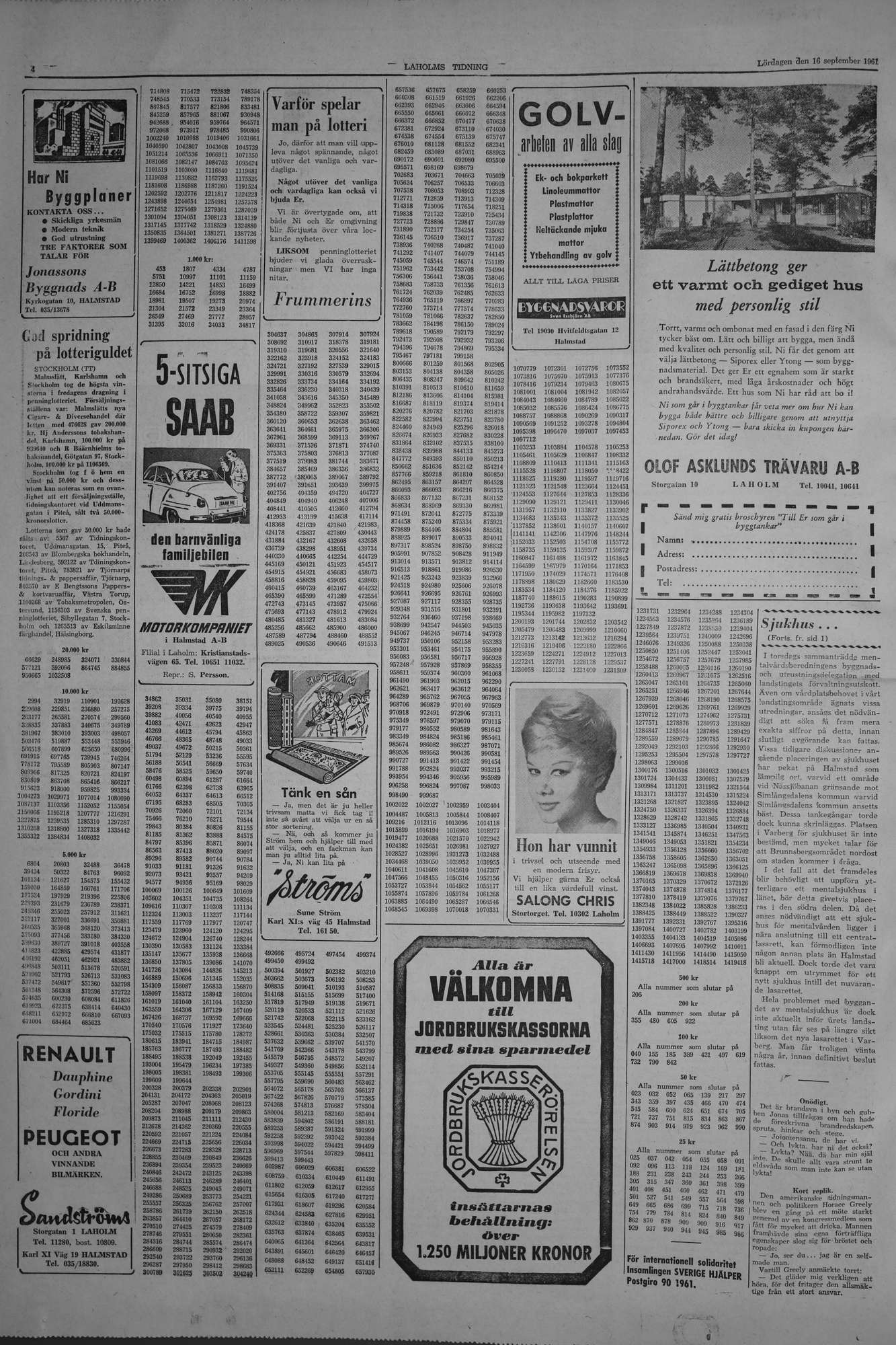 Laholms Tidning Lördag 16 september 1961, sida 4