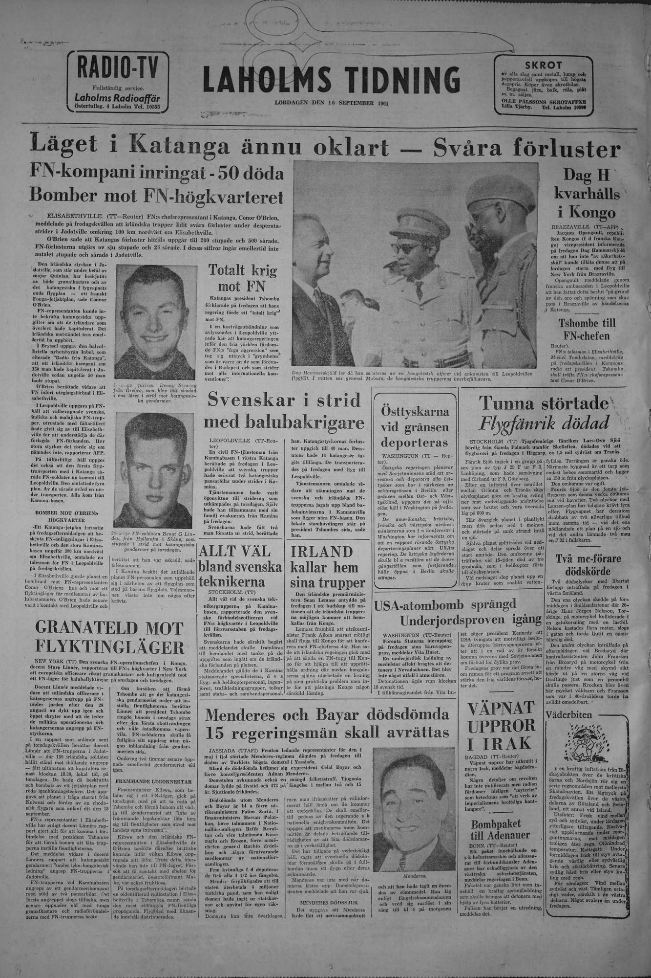 Laholms Tidning Lördag 16 september 1961, sida 8