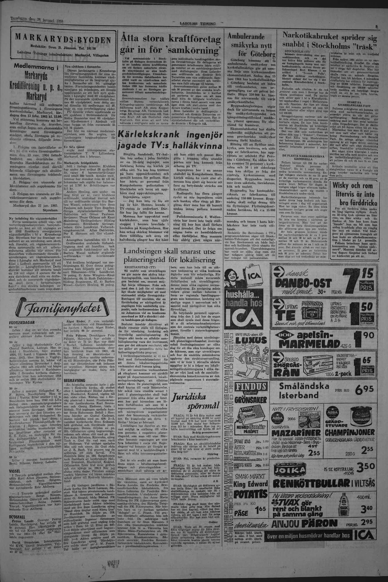 Laholms Tidning Torsdag 28 januari 1965, sida 3