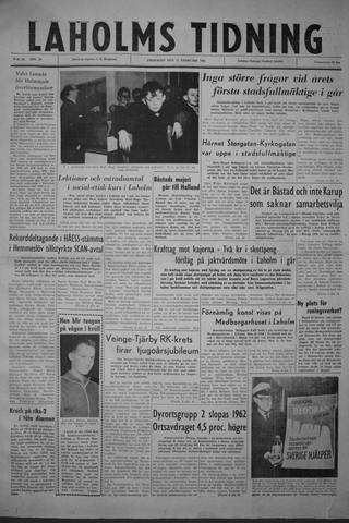 Förstasidan, Fredag 17 februari 1961
