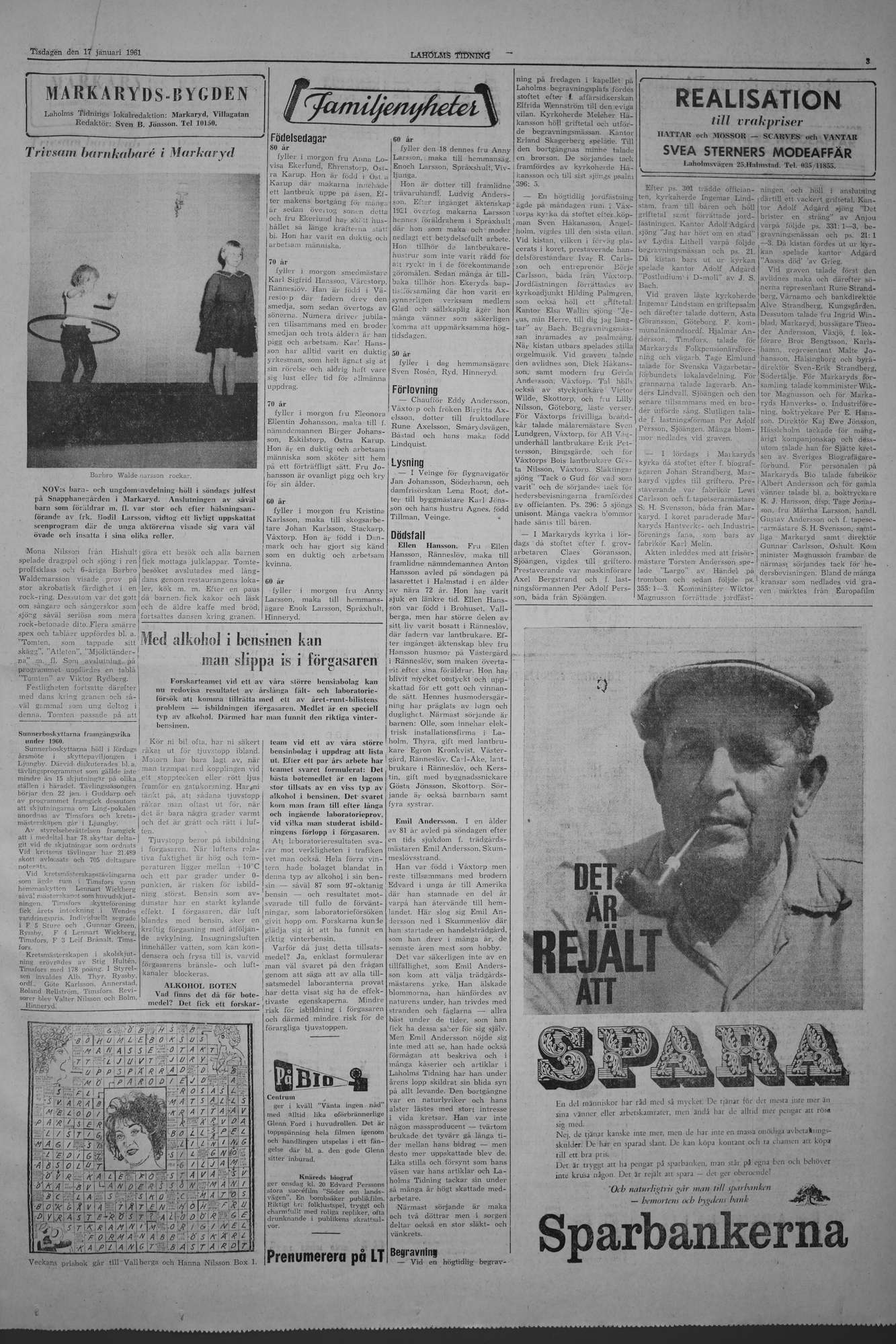 Laholms Tidning Tisdag 17 januari 1961, sida 3