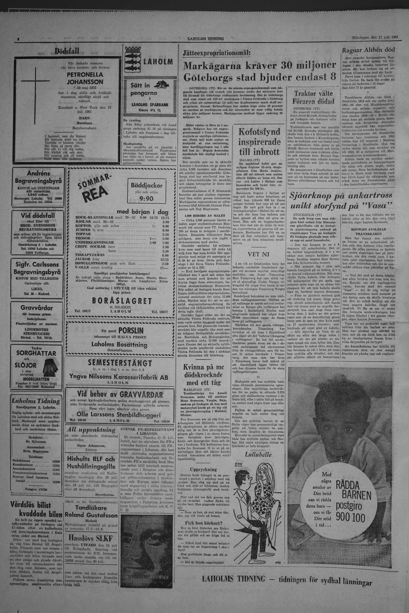 Laholms Tidning Måndag 17 juli 1961, sida 2
