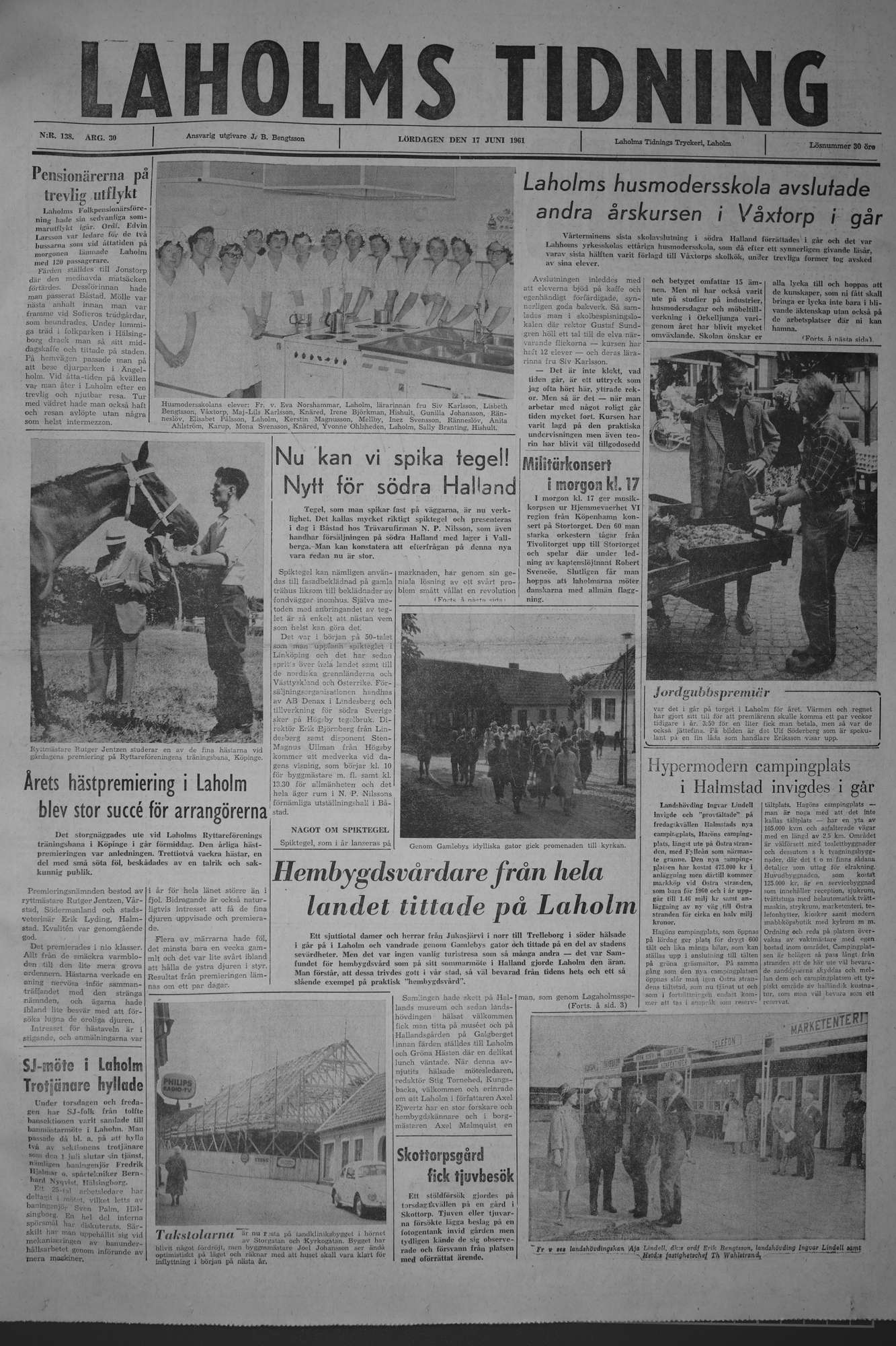 Laholms Tidning Lördag 17 juni 1961, sida 1