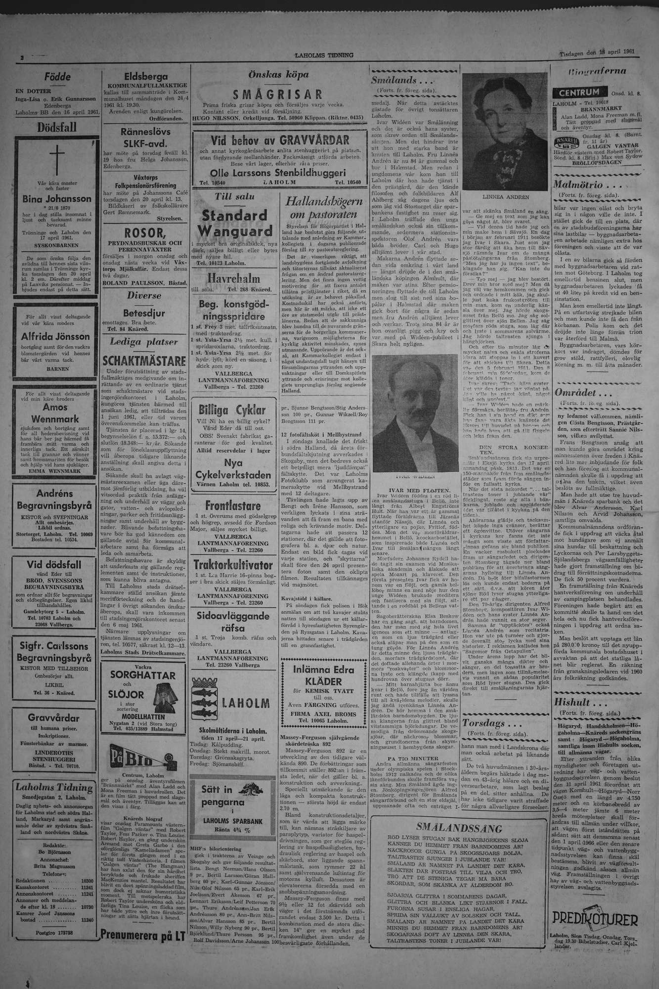 Laholms Tidning Tisdag 18 april 1961, sida 2