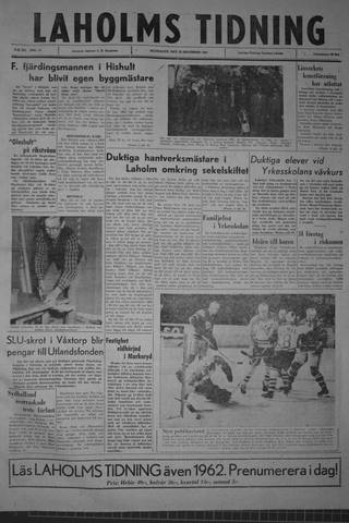 Förstasidan, Måndag 18 december 1961