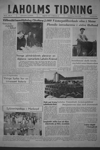 Förstasidan, Lördag 18 februari 1961