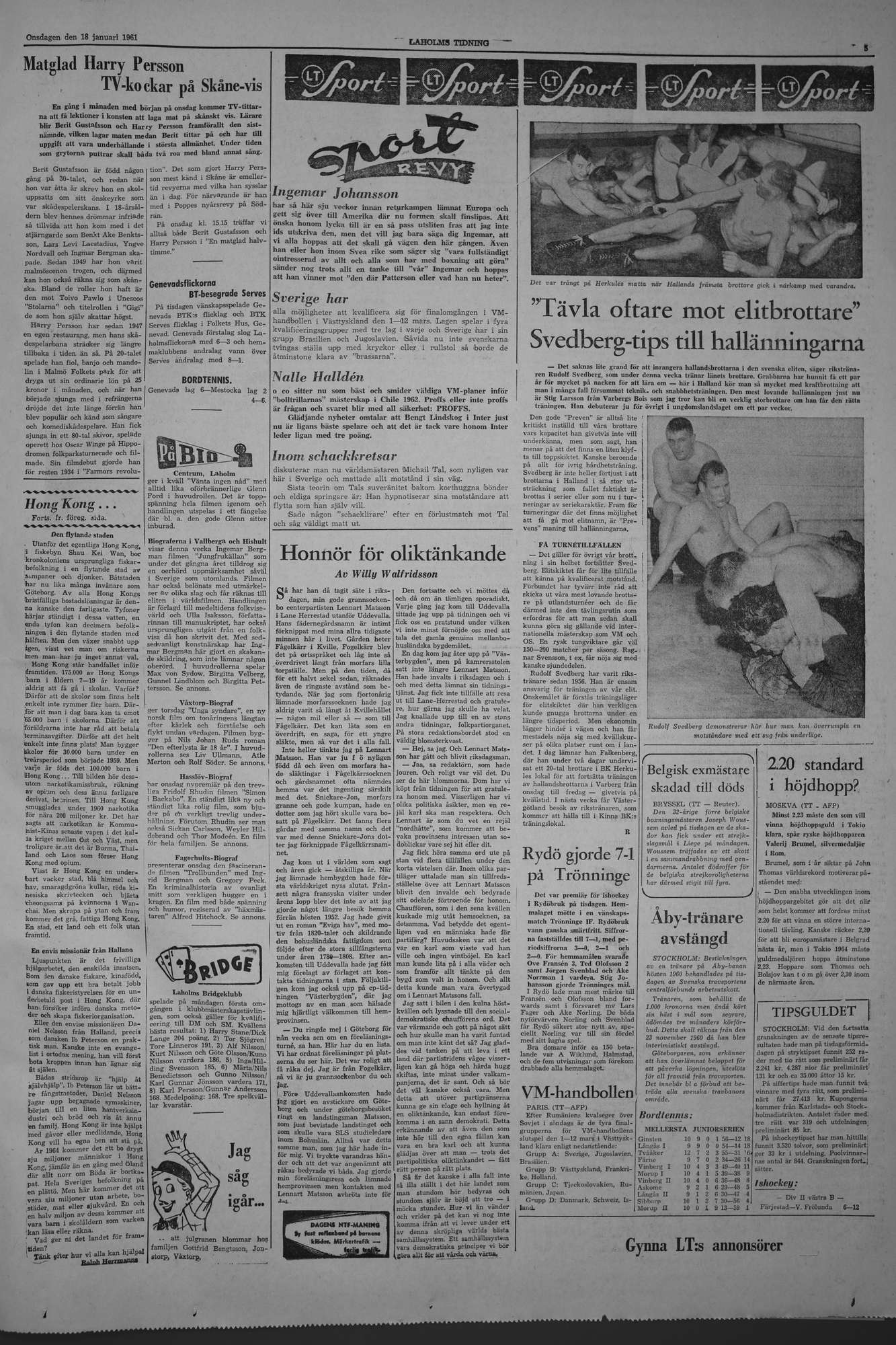 Laholms Tidning Onsdag 18 januari 1961, sida 5