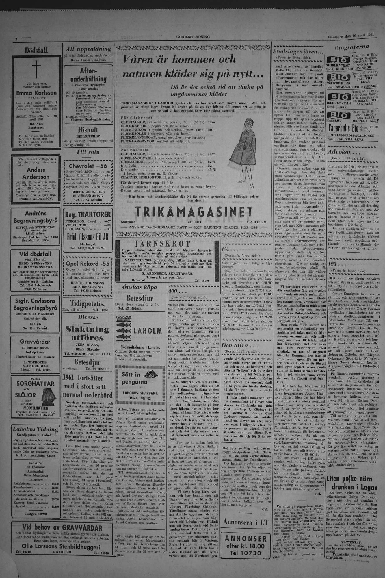 Laholms Tidning Onsdag 19 april 1961, sida 2