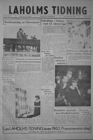 Förstasidan, Tisdag 19 december 1961