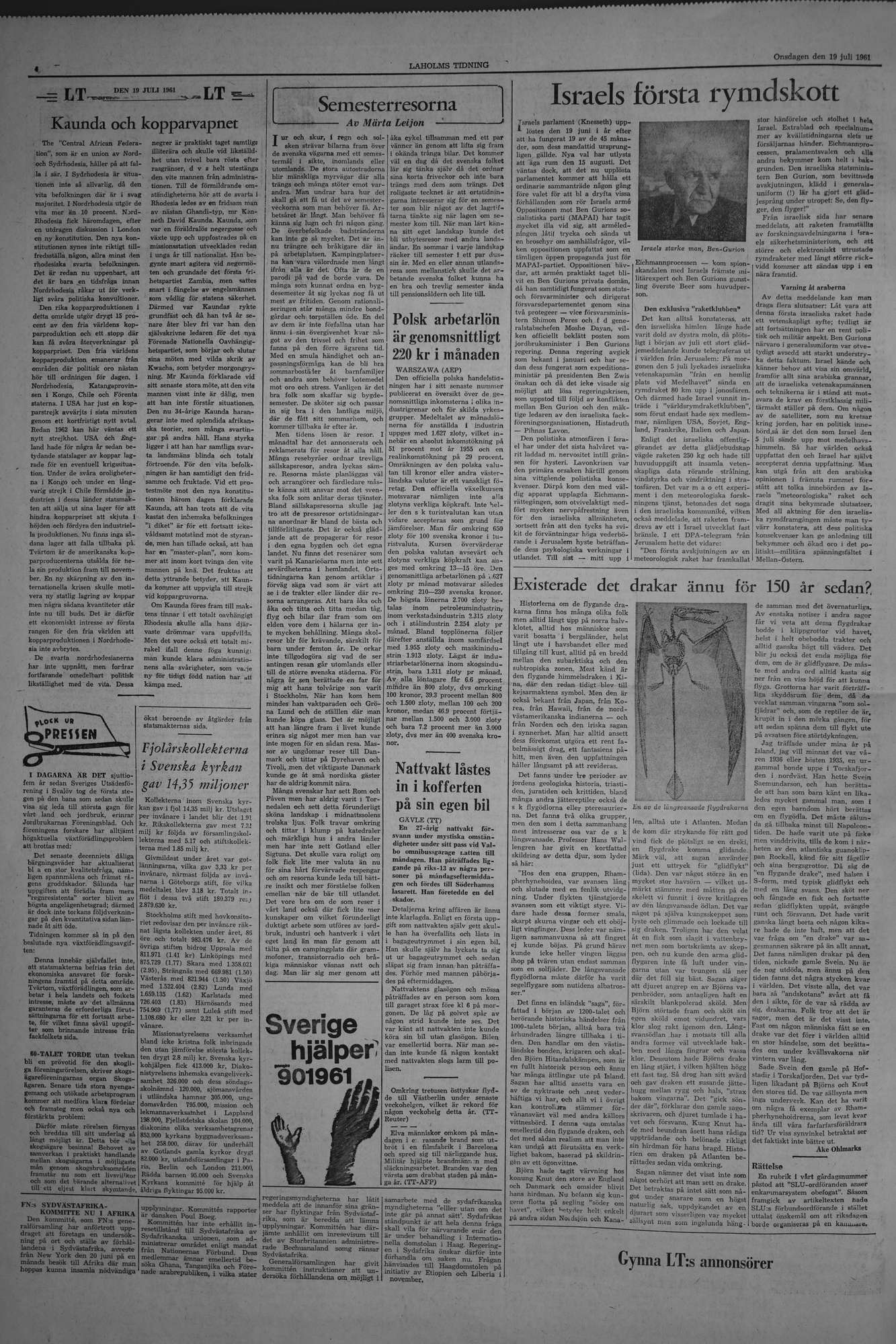 Laholms Tidning Onsdag 19 juli 1961, sida 4