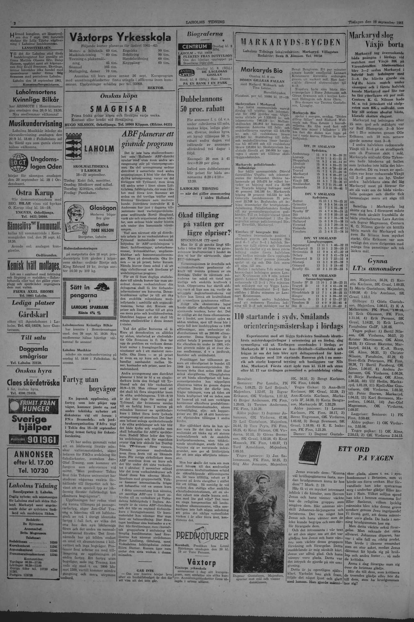 Laholms Tidning Tisdag 19 september 1961, sida 2