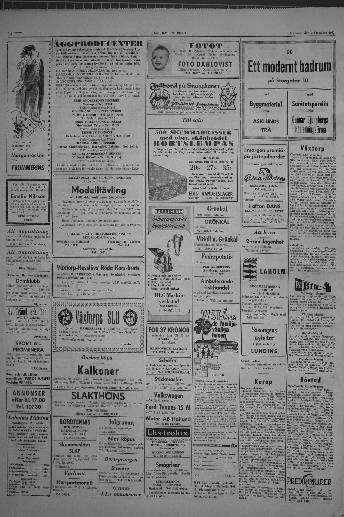 Laholms Tidning Lördag 2 december 1961, sida 2
