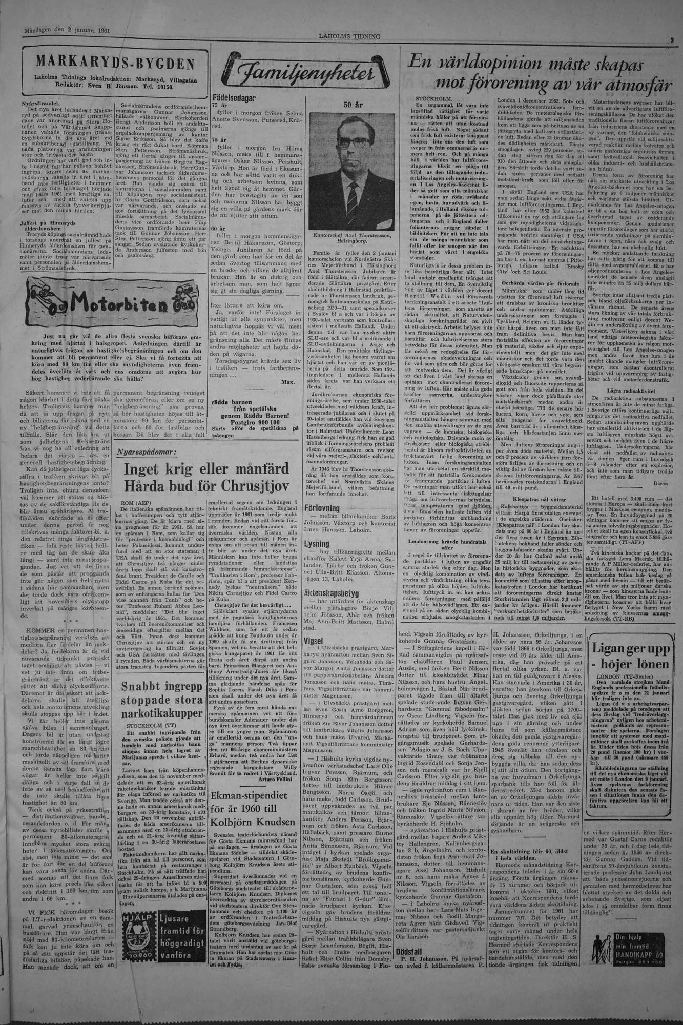 Laholms Tidning Måndag 2 januari 1961, sida 3