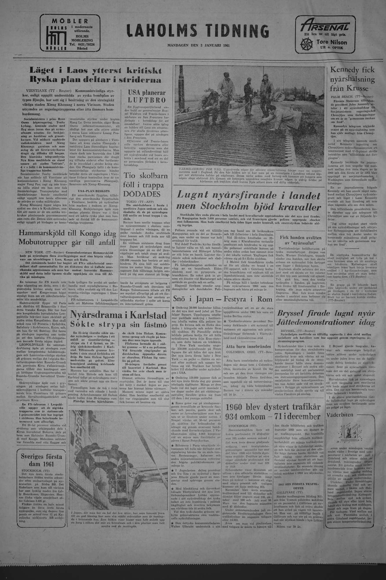 Laholms Tidning Måndag 2 januari 1961, sida 8